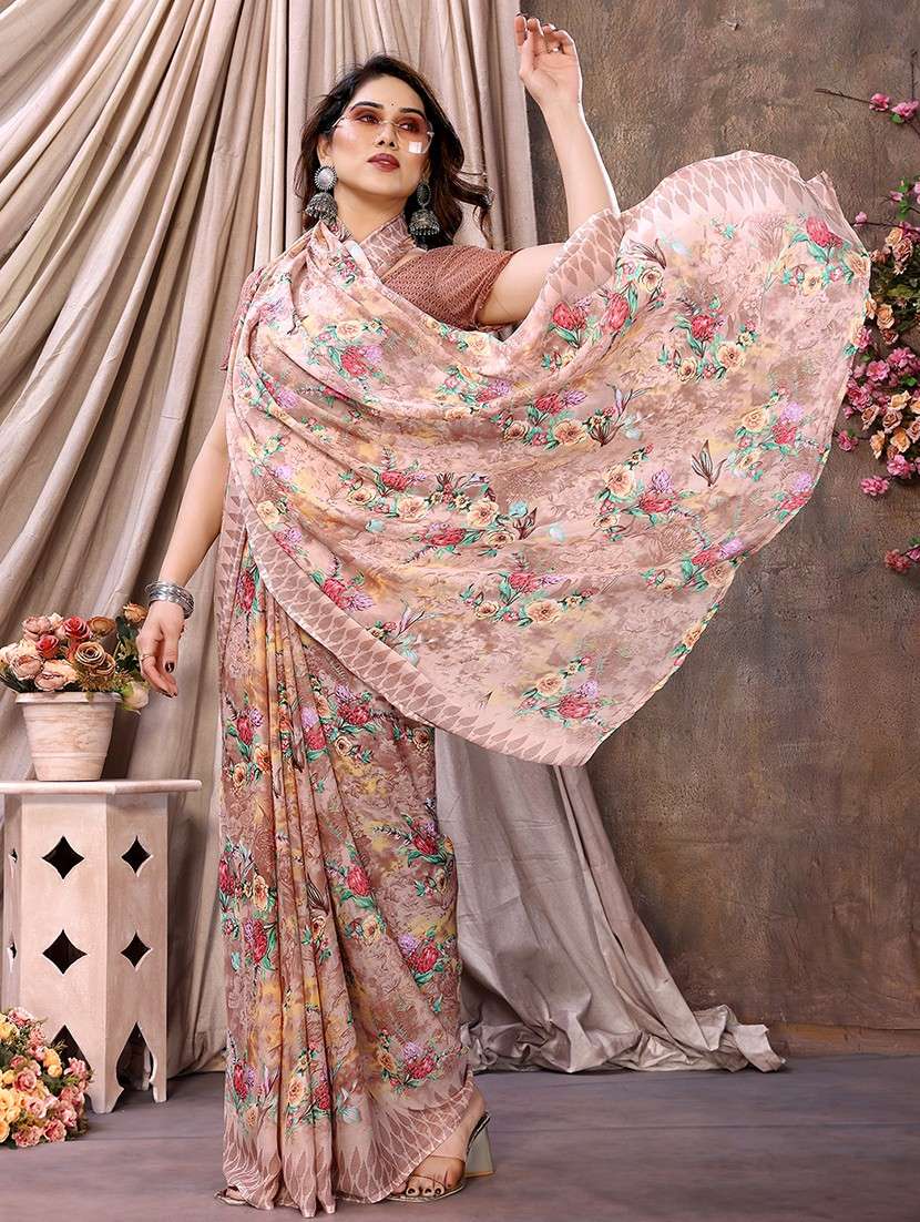 women printed casual wear saree with blouse - 22048691 -  Standard Image - 1