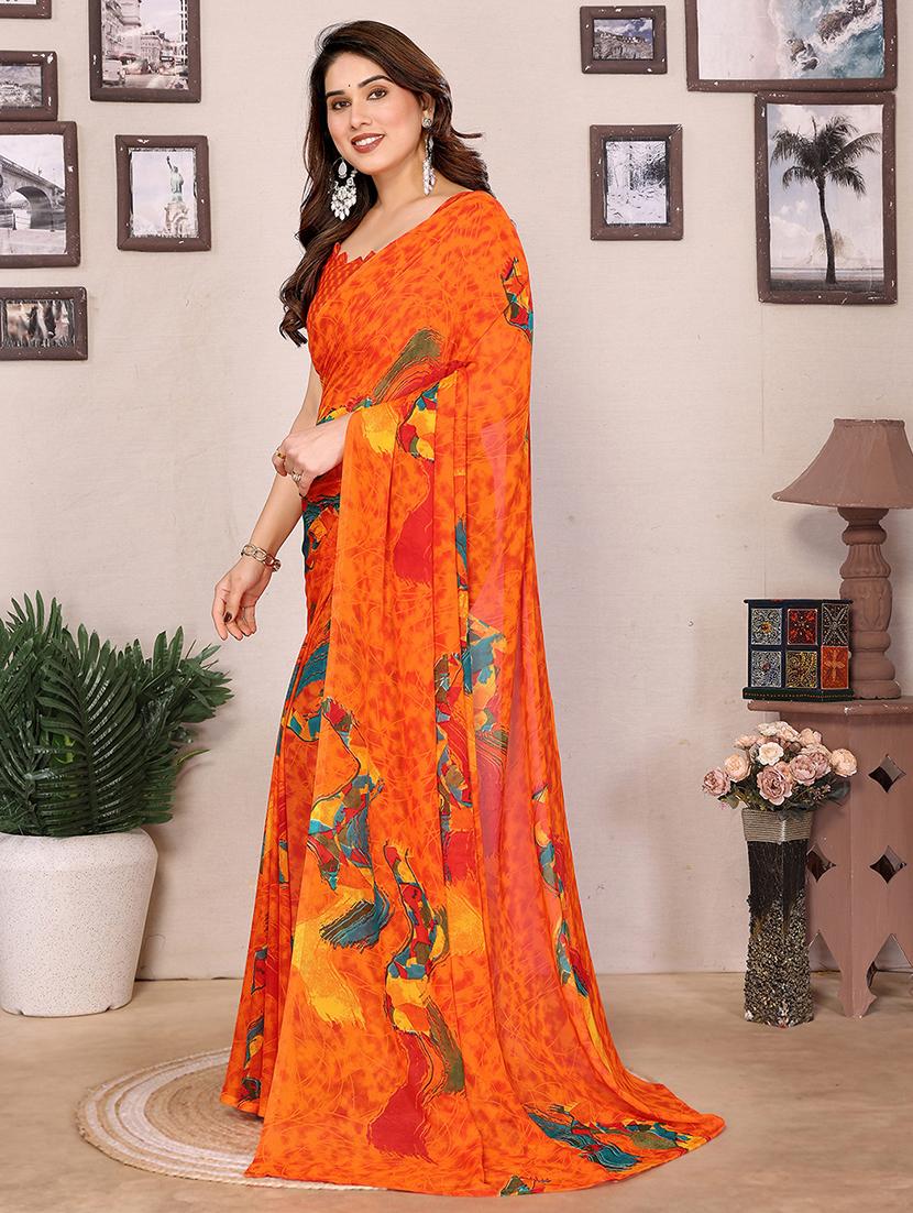women printed casual wear saree with blouse - 22048692 -  Standard Image - 1