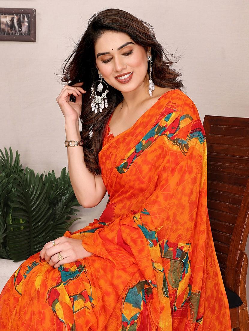 women printed casual wear saree with blouse - 22048692 - Standard Image - 4
