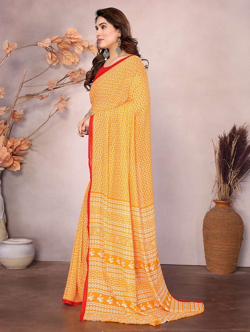 women printed casual wear saree with blouse - 22048697 -  Standard Image - 1