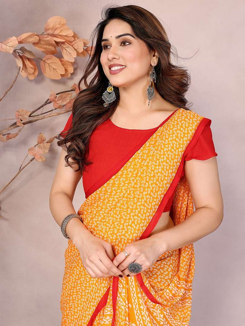 women printed casual wear saree with blouse - 22048697 -  Standard Image - 4