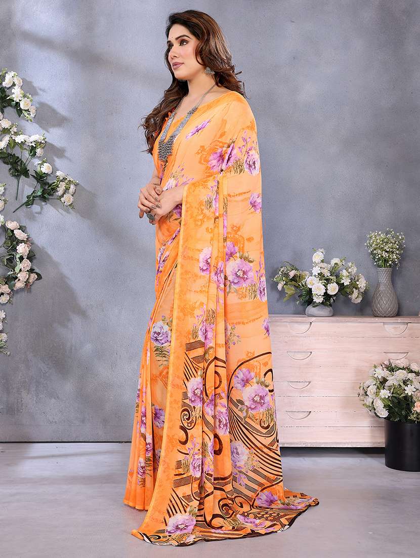 women printed casual wear saree with blouse - 22048716 -  Standard Image - 1