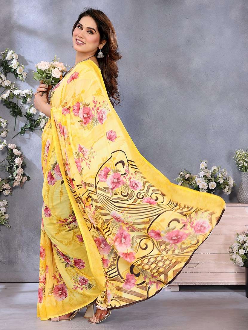 women printed casual wear saree with blouse - 22048717 -  Standard Image - 1