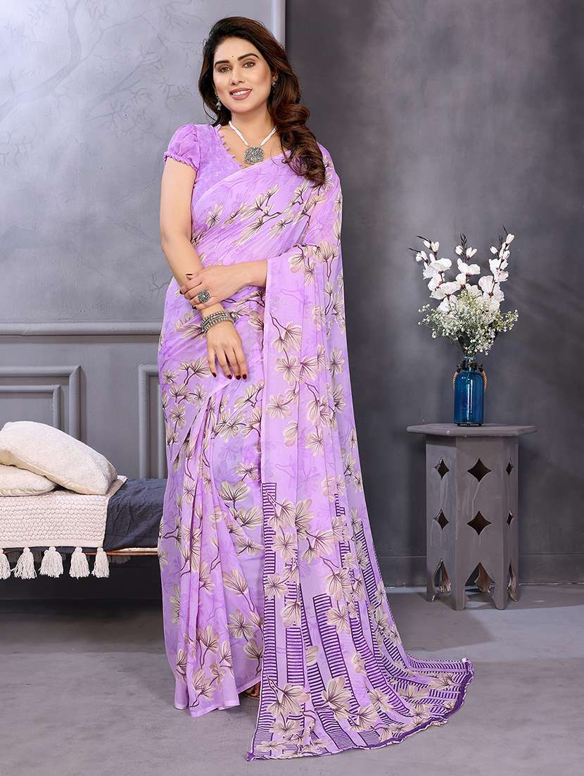 women printed casual wear saree with blouse