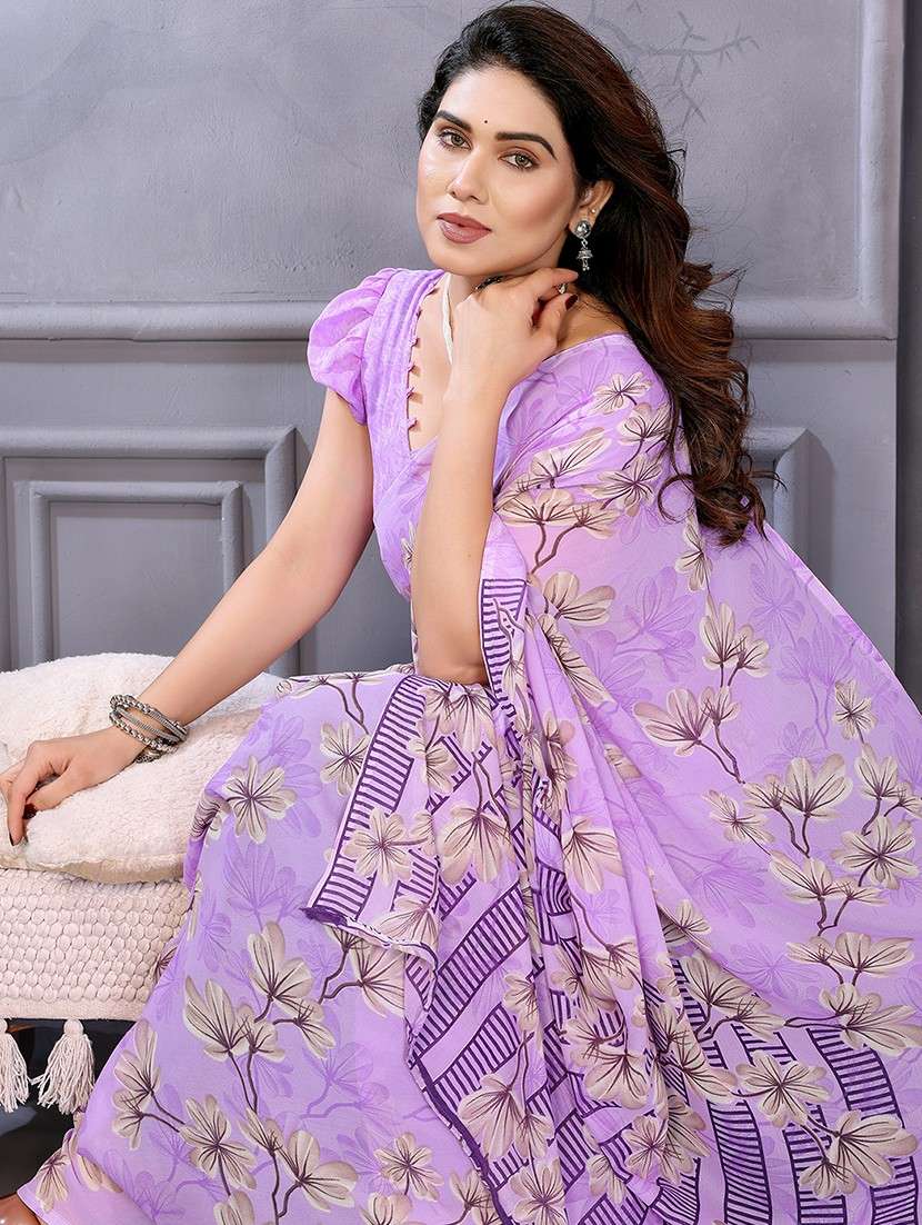 women printed casual wear saree with blouse - 22048721 -  Standard Image - 4