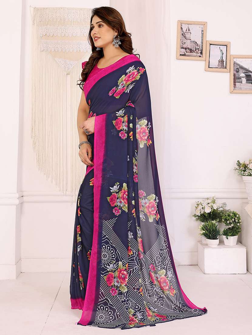 women printed casual wear saree with blouse - 22048732 -  Standard Image - 1