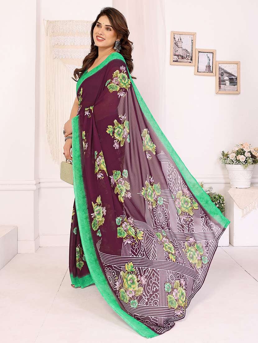 women printed casual wear saree with blouse - 22048733 -  Standard Image - 1