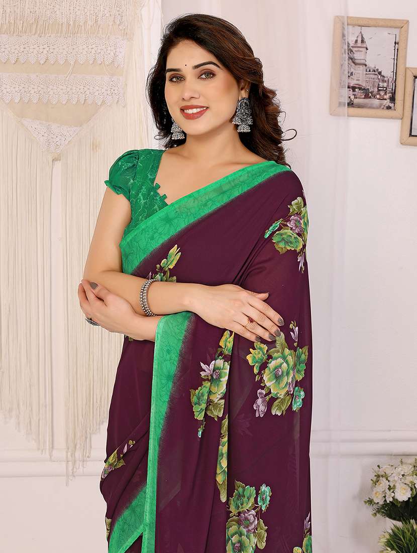 women printed casual wear saree with blouse - 22048733 -  Standard Image - 4