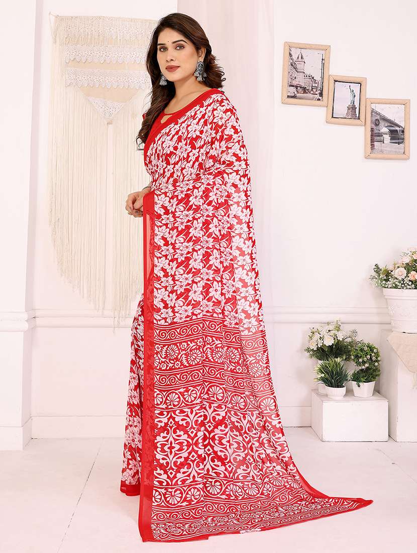 women printed casual wear saree with blouse - 22048736 -  Standard Image - 1
