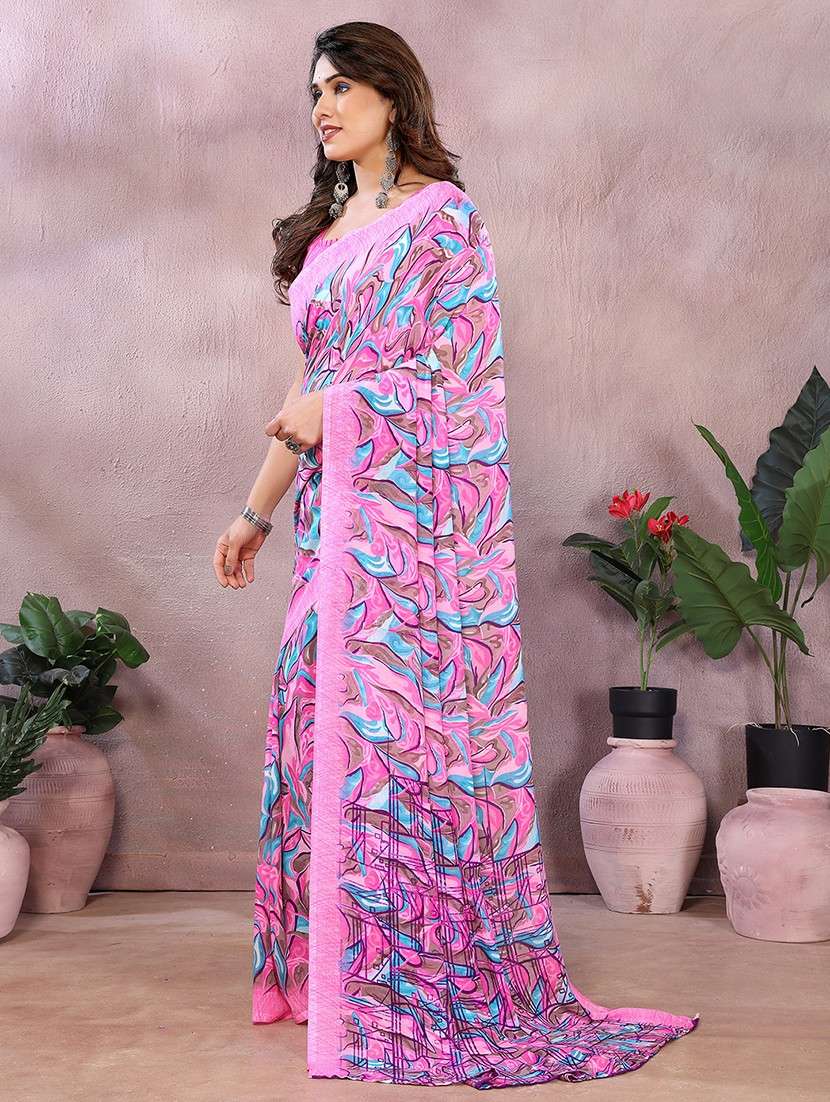 women printed casual wear saree with blouse - 22048746 -  Standard Image - 1