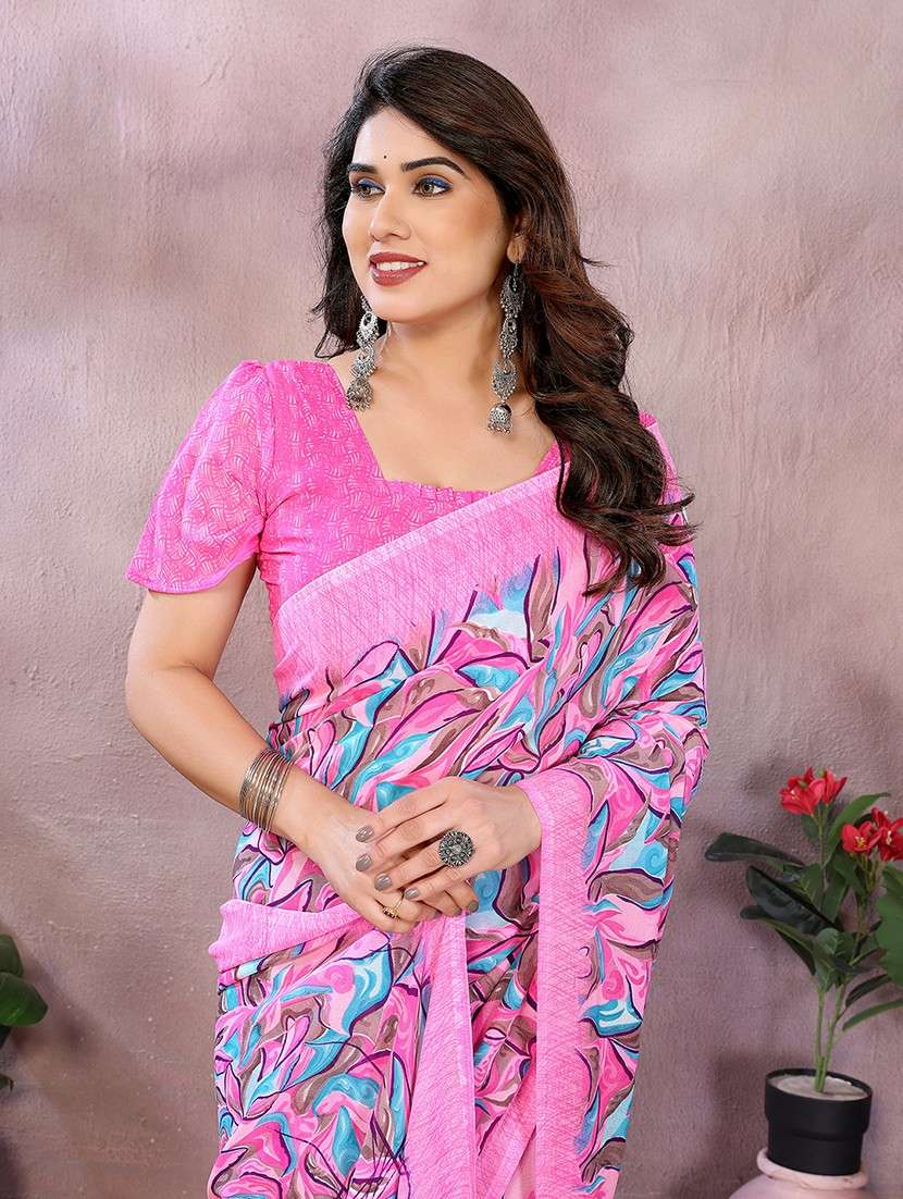 women printed casual wear saree with blouse - 22048746 -  Standard Image - 4