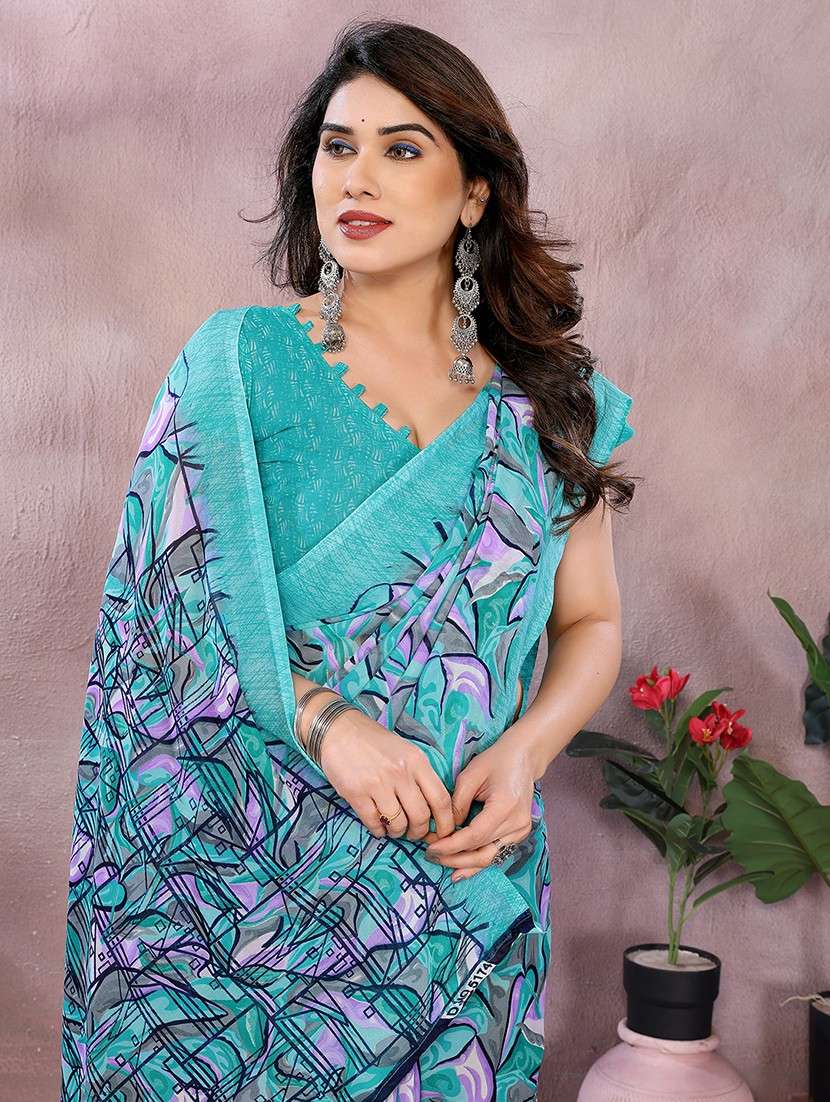 women printed casual wear saree with blouse - 22048747 -  Standard Image - 4