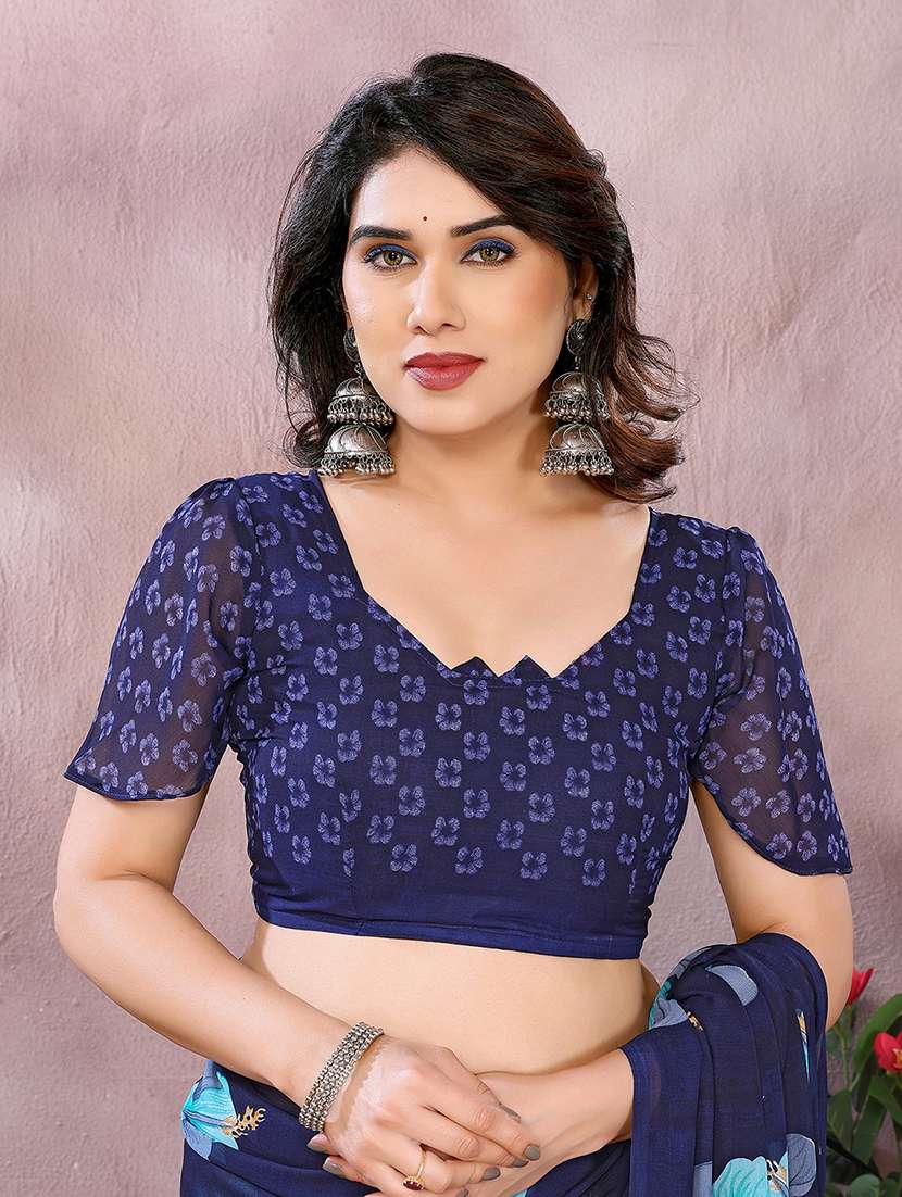 women printed casual wear saree with blouse - 22048756 -  Standard Image - 4