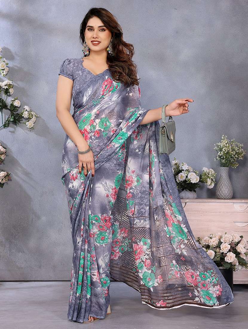 women printed casual wear saree with blouse - 22048760 -  Standard Image - 1