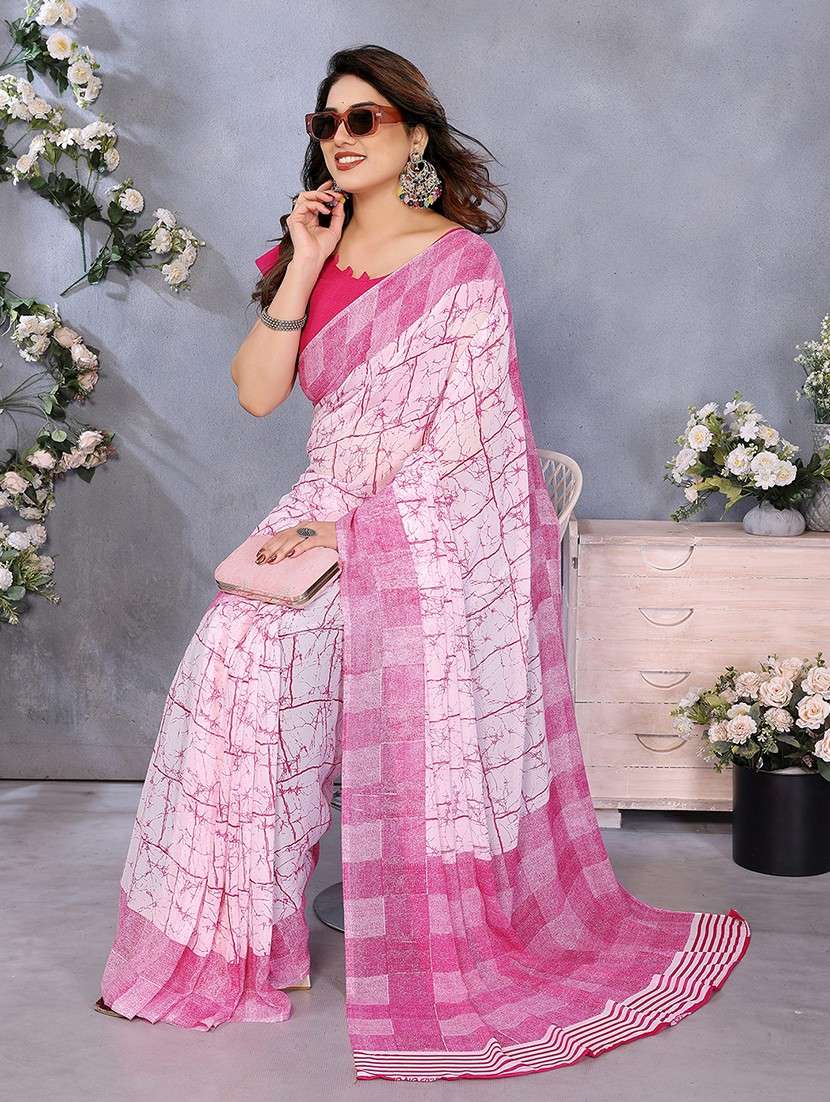 women printed casual wear saree with blouse - 22048766 -  Standard Image - 1