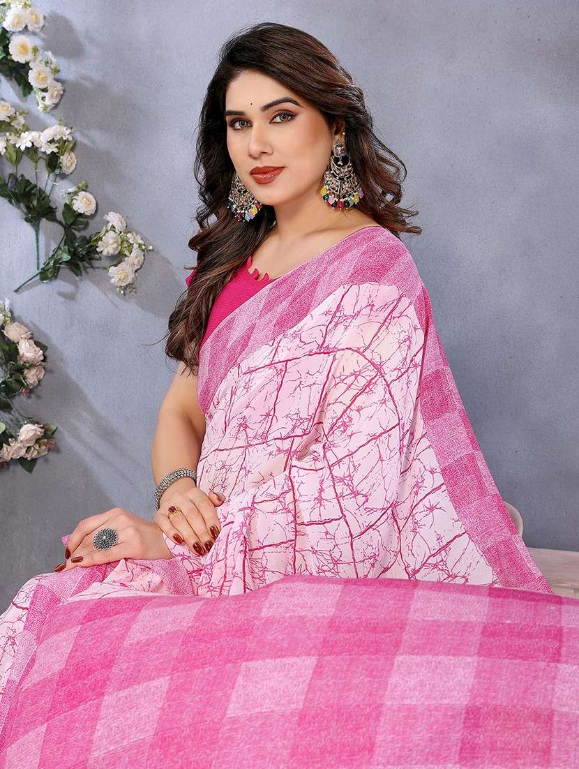 women printed casual wear saree with blouse - 22048766 -  Standard Image - 4