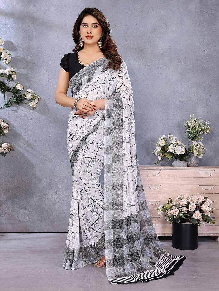 women printed casual wear saree with blouse