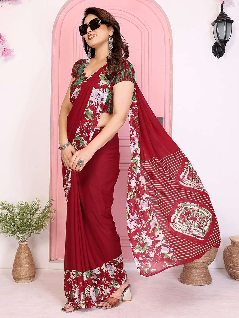 women printed casual wear saree with blouse - 22048781 -  Standard Image - 1