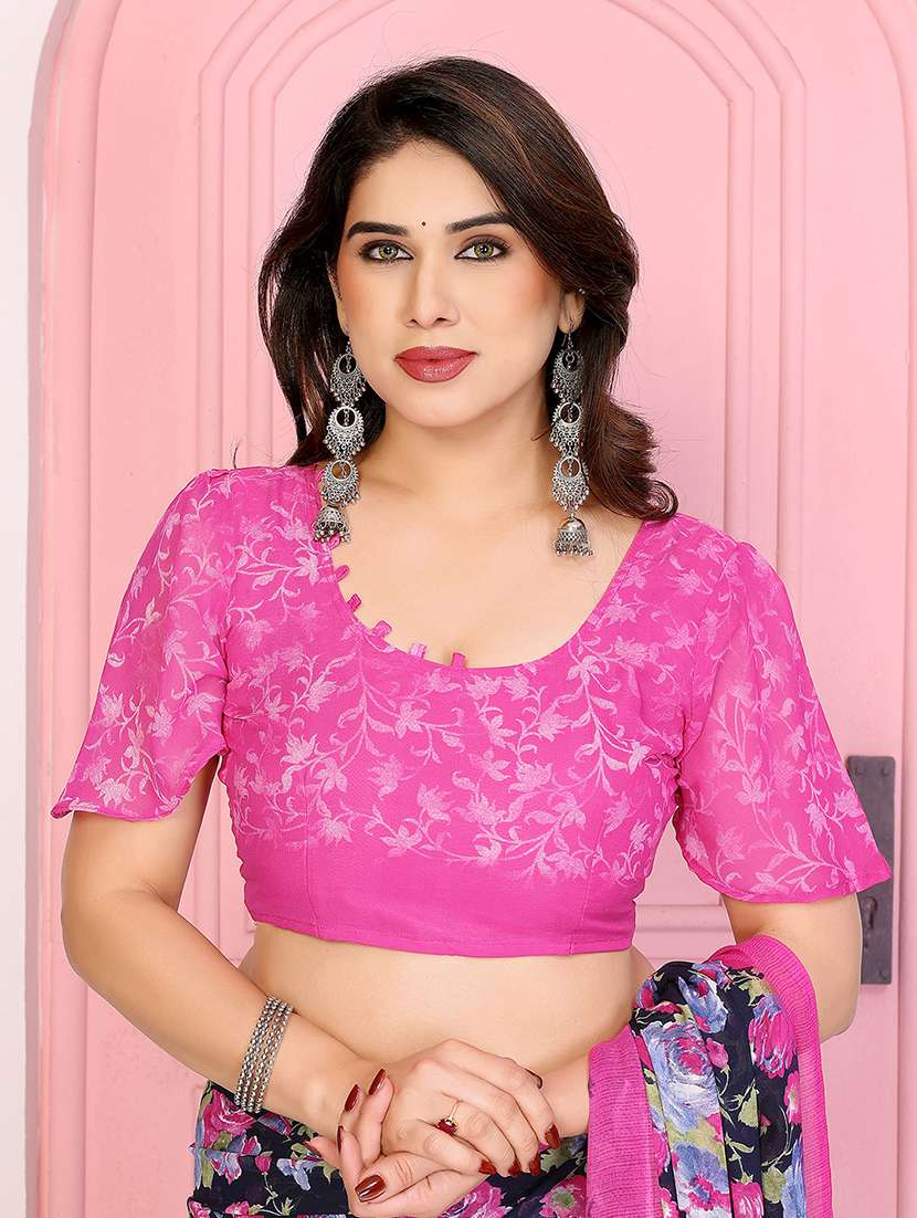 women printed casual wear saree with blouse - 22048784 -  Standard Image - 4