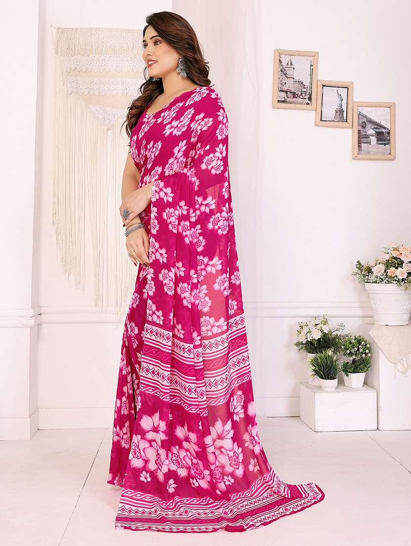 women printed casual wear saree with blouse - 22048790 -  Standard Image - 1