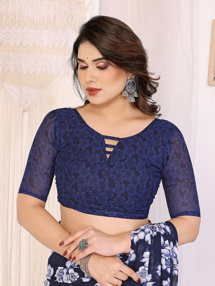 women printed casual wear saree with blouse - 22048792 -  Standard Image - 4