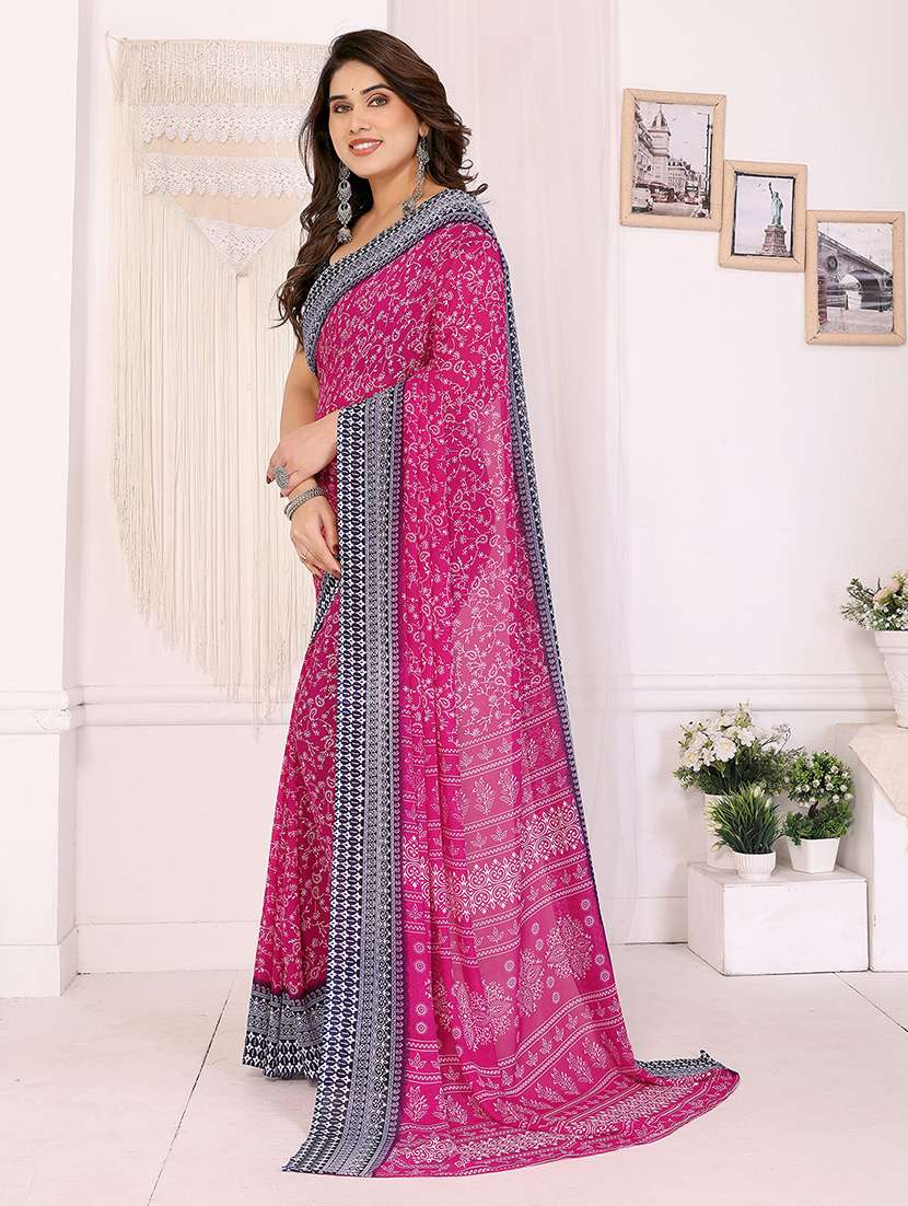 Women Printed Casual Wear Saree With Blouse - 22048798 -  Standard Image - 1