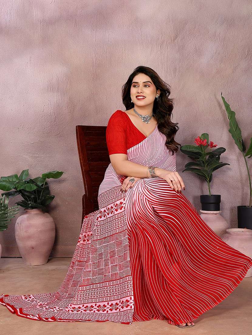 women printed casual wear saree with blouse - 22048800 -  Standard Image - 4