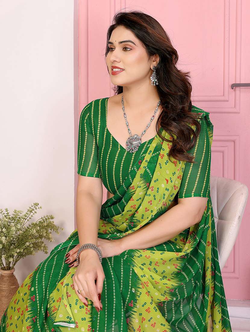 women printed casual wear saree with blouse - 22048814 -  Standard Image - 4