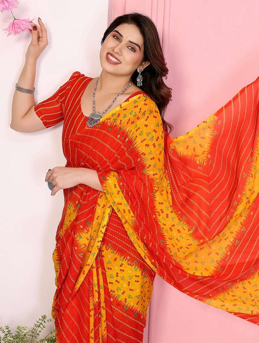women printed casual wear saree with blouse - 22048815 -  Standard Image - 1