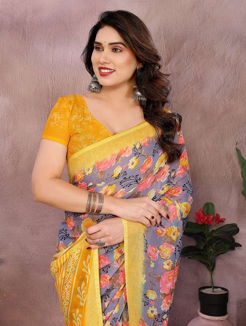 women printed casual wear saree with blouse - 22048821 -  Standard Image - 4