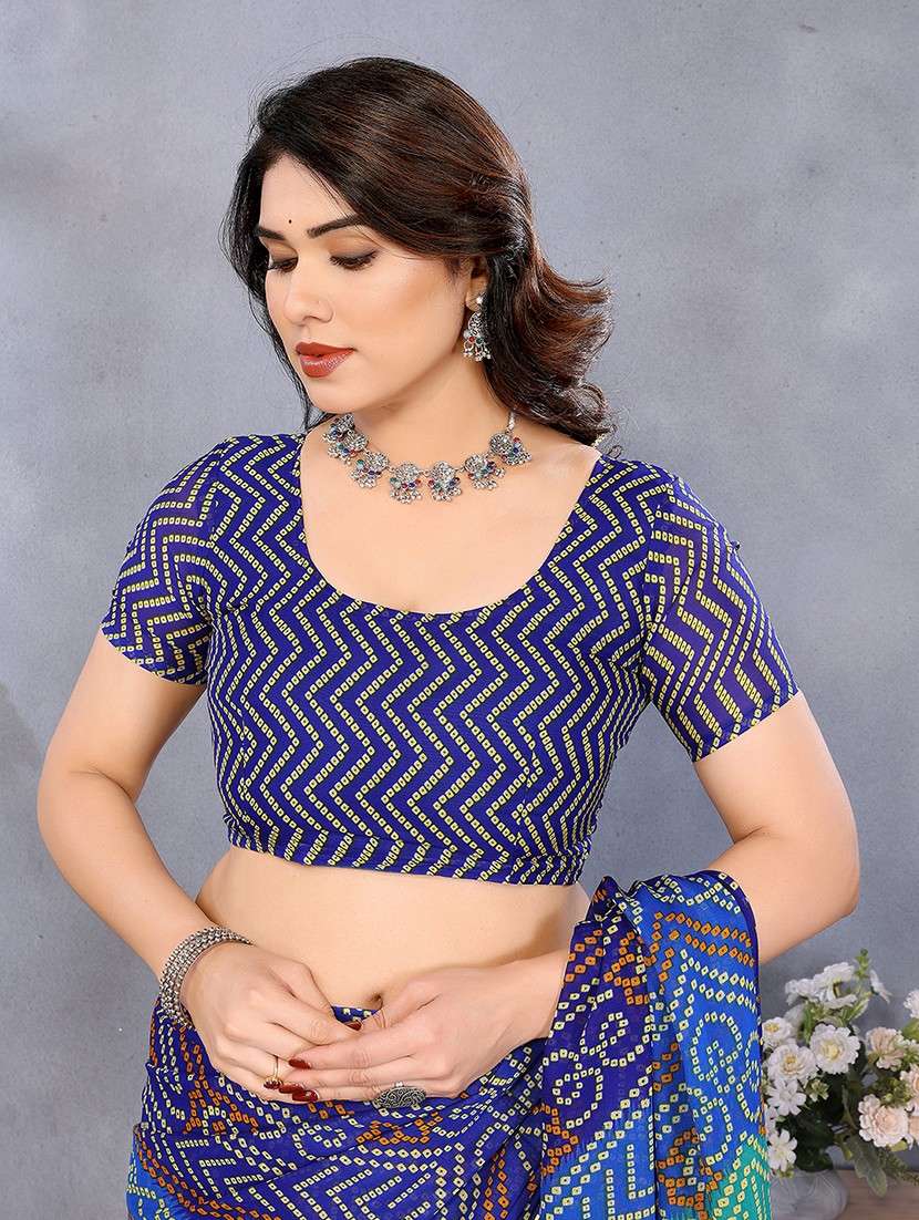 women printed casual wear saree with blouse - 22048829 -  Standard Image - 4