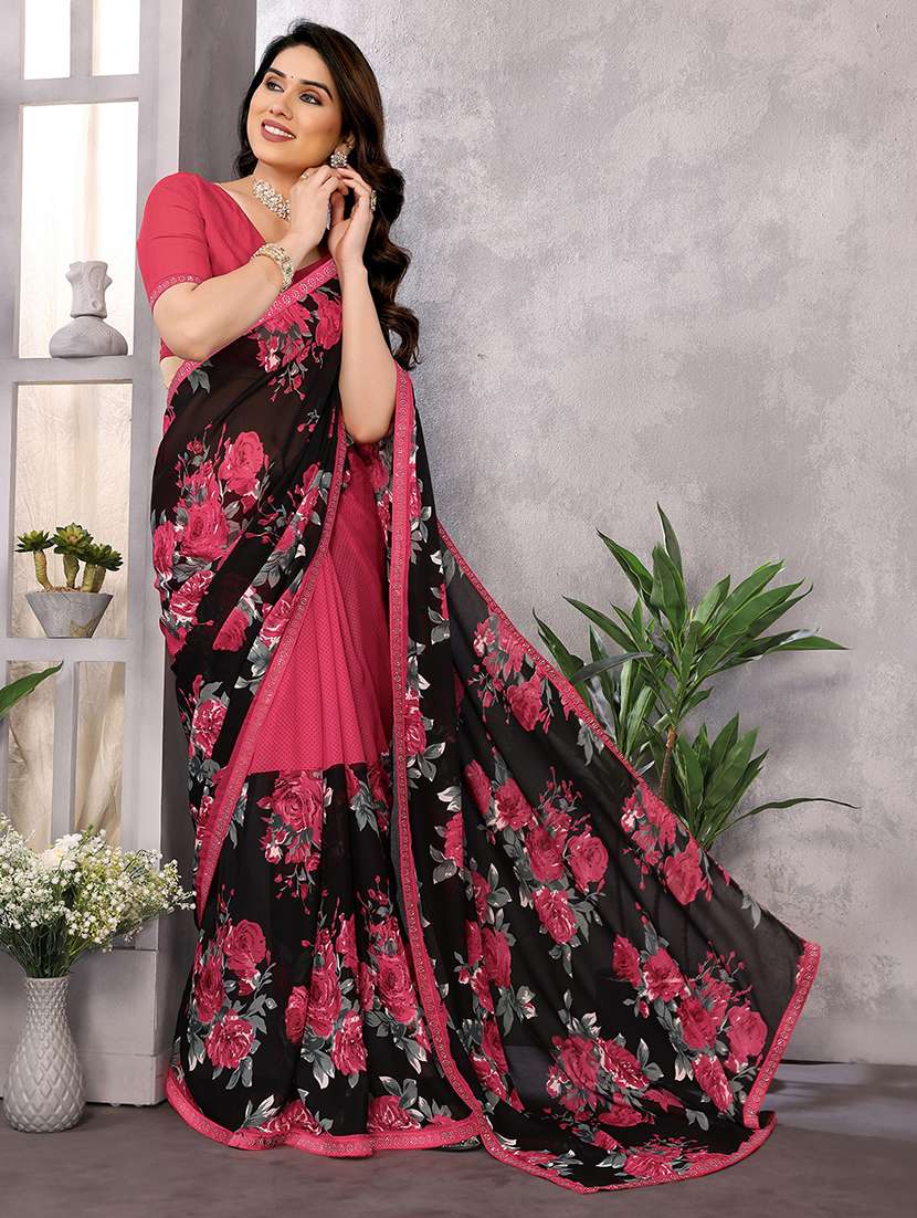 women printed casual wear saree with blouse - 22048833 -  Standard Image - 1