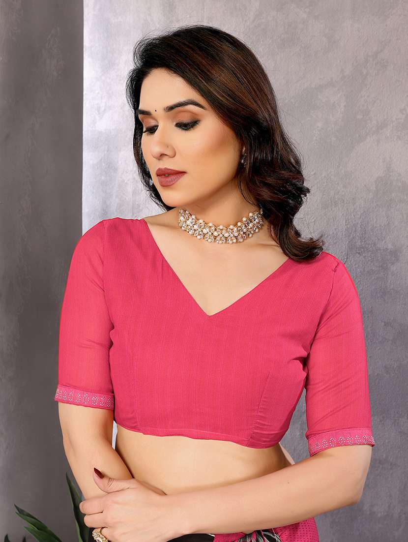 women printed casual wear saree with blouse - 22048833 -  Standard Image - 4