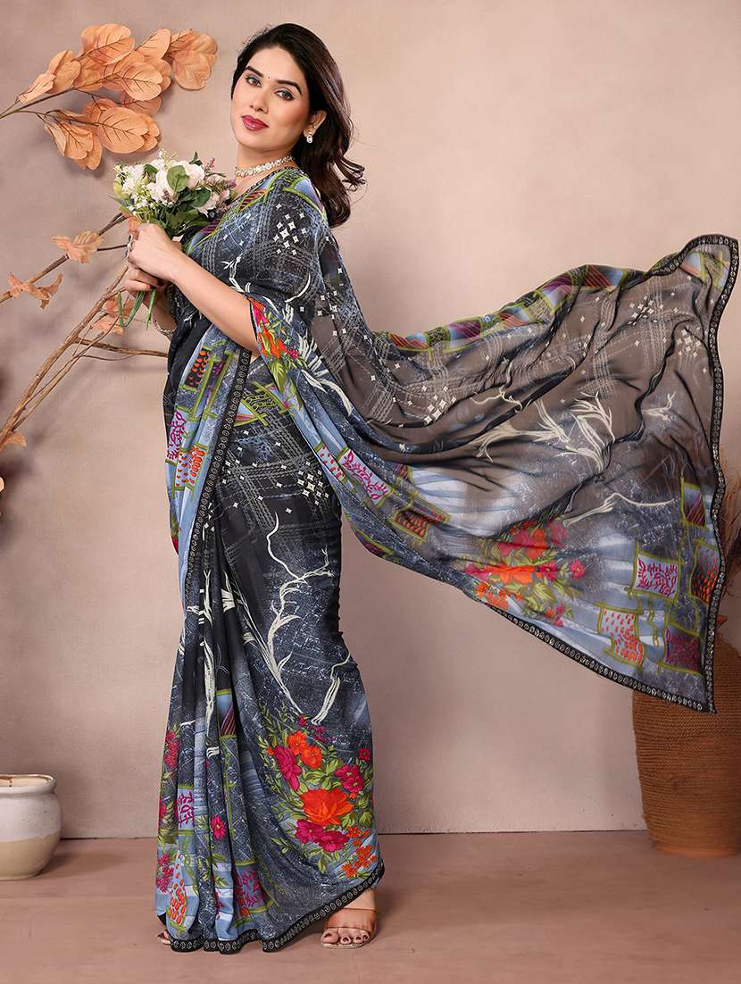 women printed casual wear saree with blouse - 22048836 -  Standard Image - 1