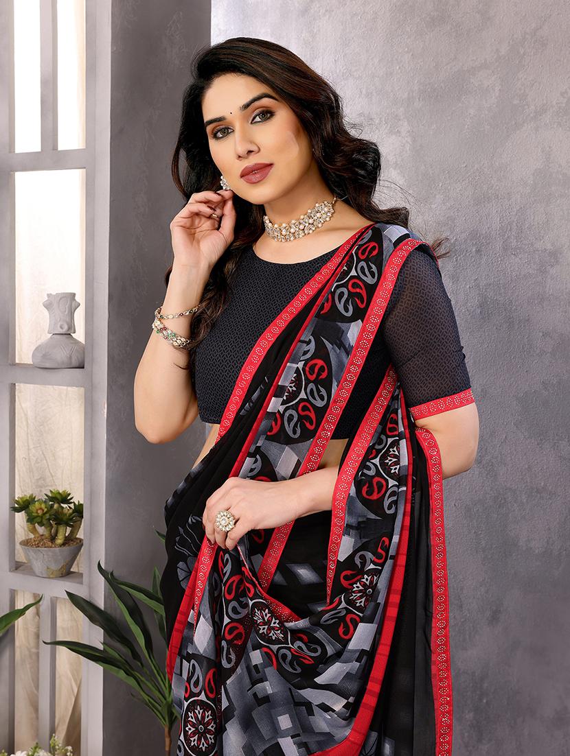 women printed casual wear saree with blouse - 22048840 - Standard Image - 4