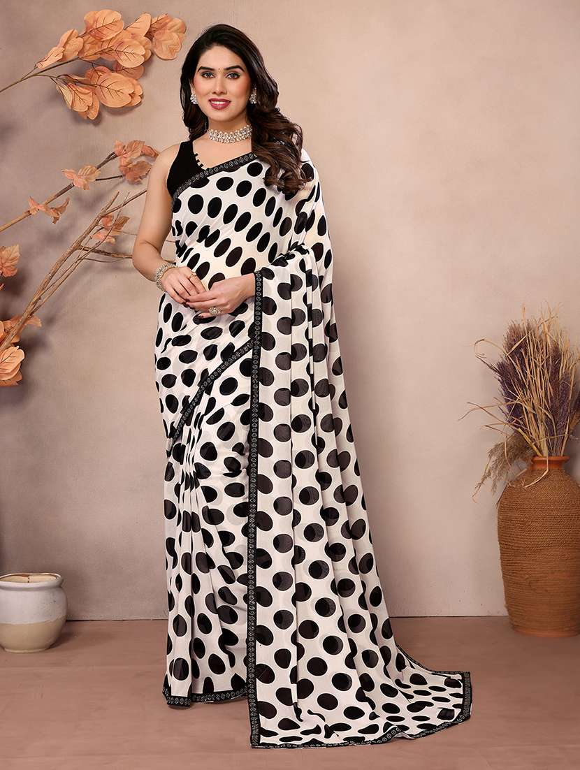 women printed casual wear saree with blouse