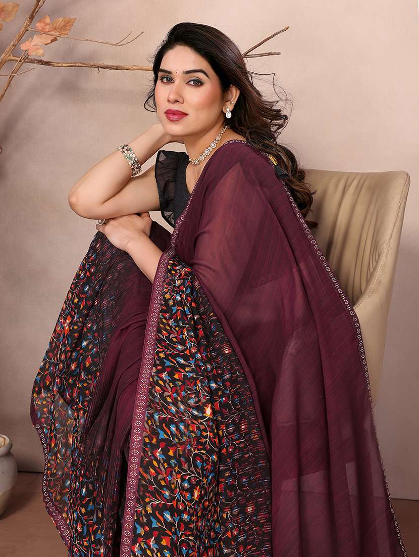 women printed casual wear saree with blouse - 22048847 -  Standard Image - 4