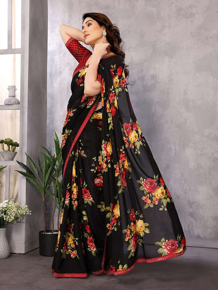 women printed casual wear saree with blouse - 22048848 -  Standard Image - 1