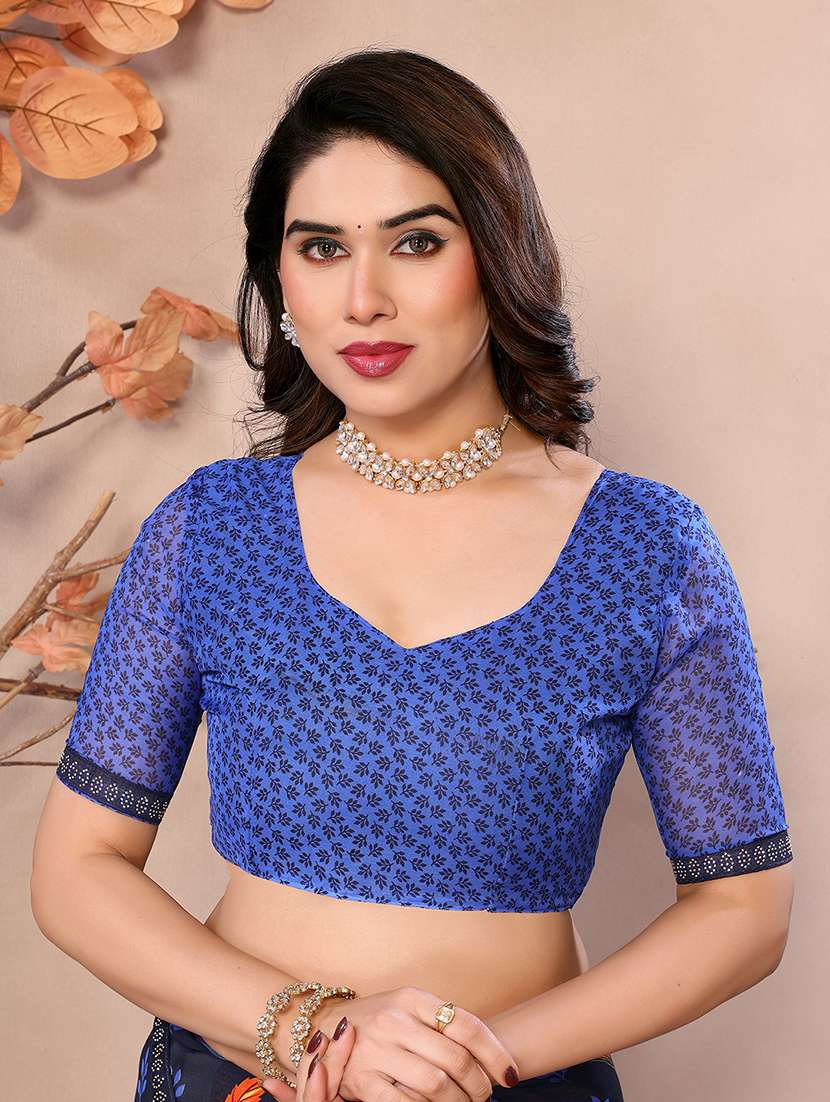 women printed casual wear saree with blouse - 22048849 -  Standard Image - 4