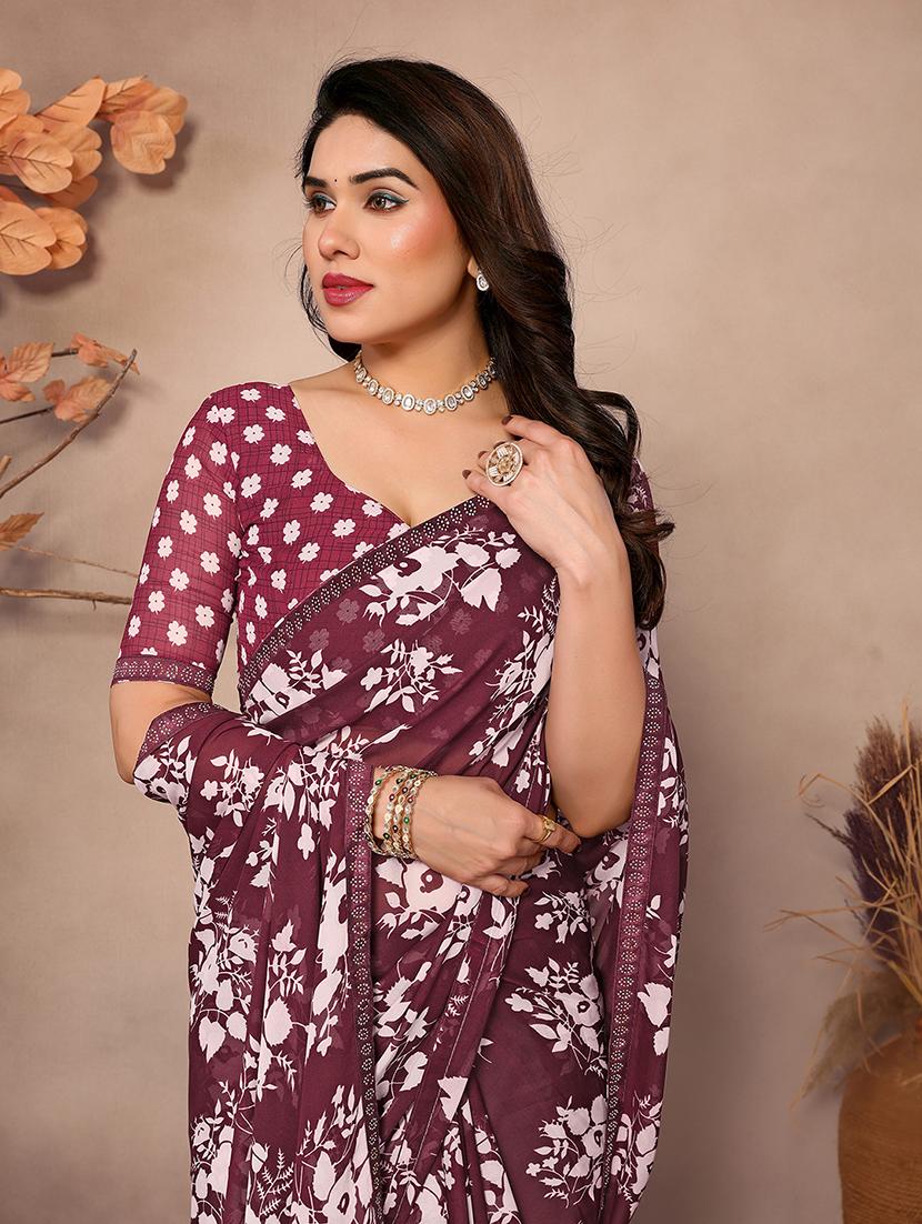 women printed casual wear saree with blouse - 22048851 - Standard Image - 4