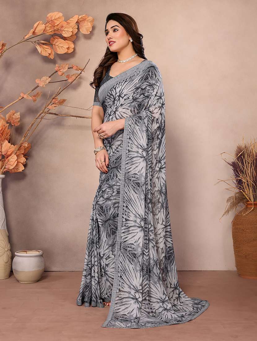 women printed casual wear saree with blouse - 22048852 -  Standard Image - 1