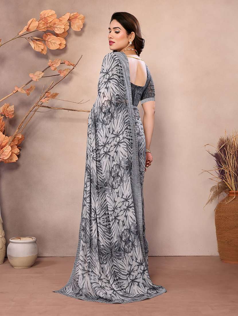 women printed casual wear saree with blouse - 22048852 -  Standard Image - 4