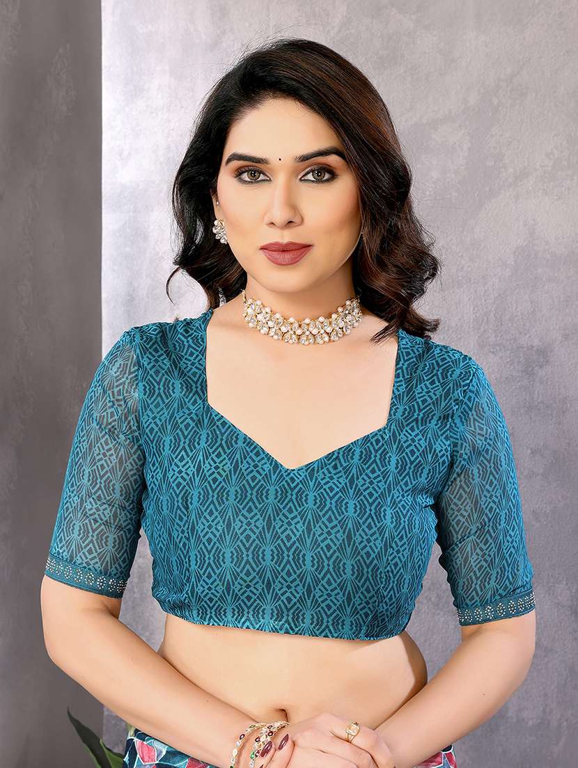 women printed casual wear saree with blouse - 22048853 -  Standard Image - 4