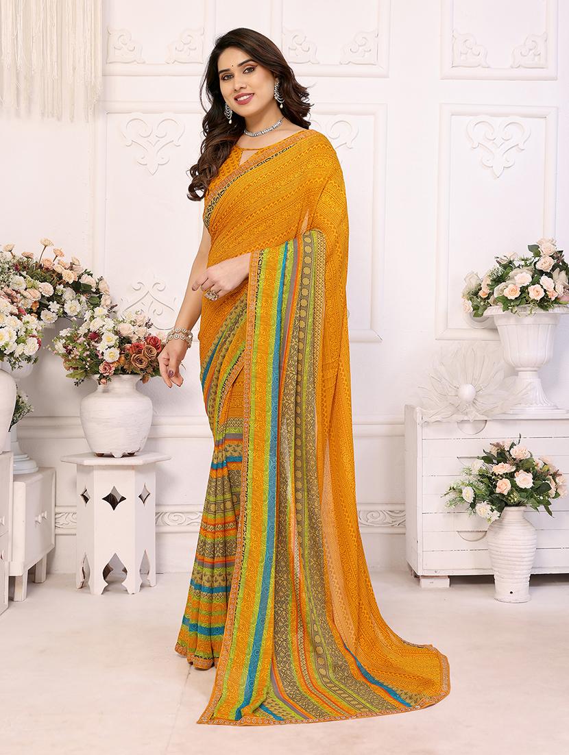 women printed casual wear saree with blouse - 22048859 - Standard Image - 1