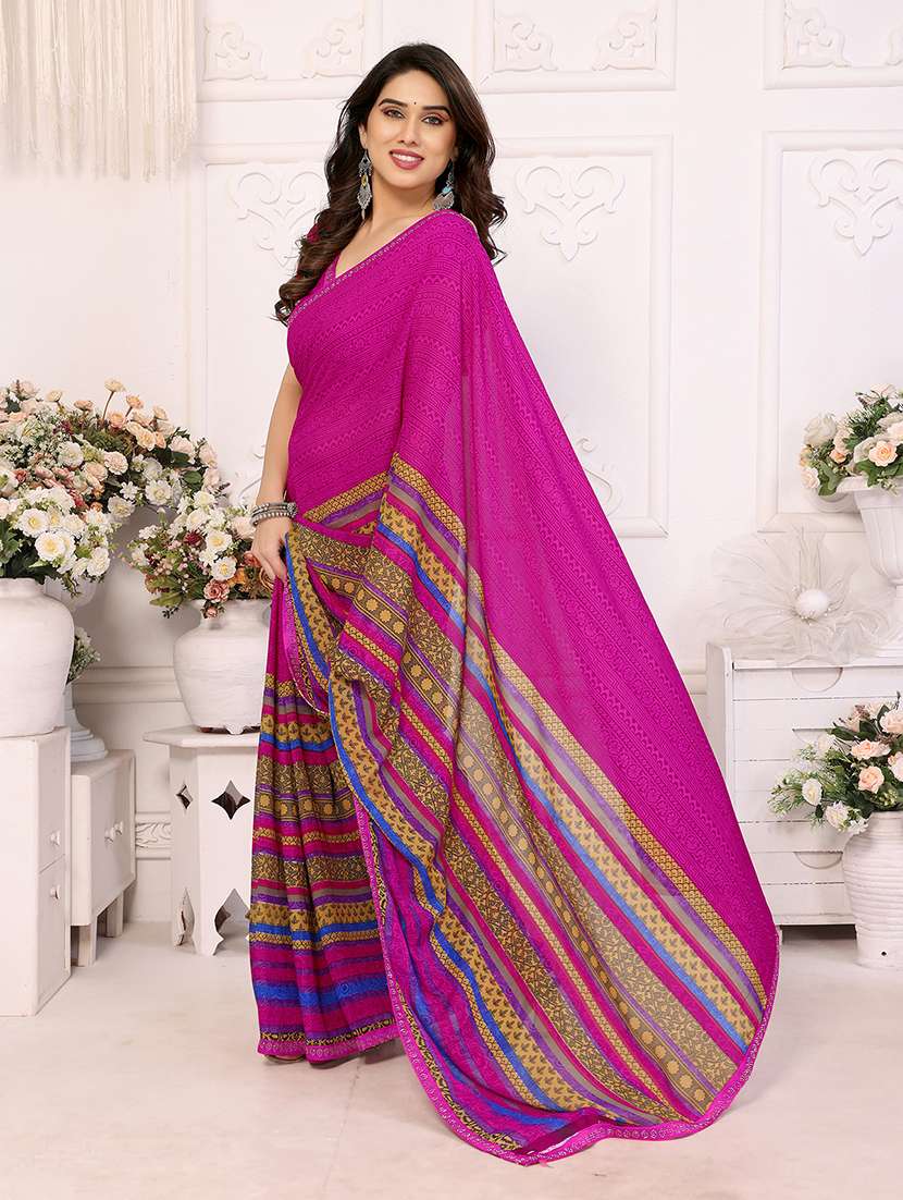 women printed casual wear saree with blouse - 22048860 -  Standard Image - 1