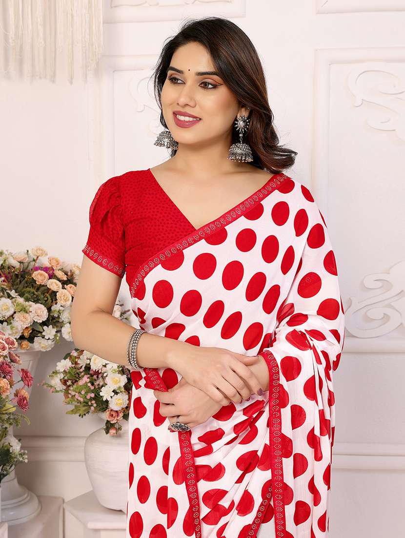 women printed casual wear saree with blouse - 22048868 -  Standard Image - 4