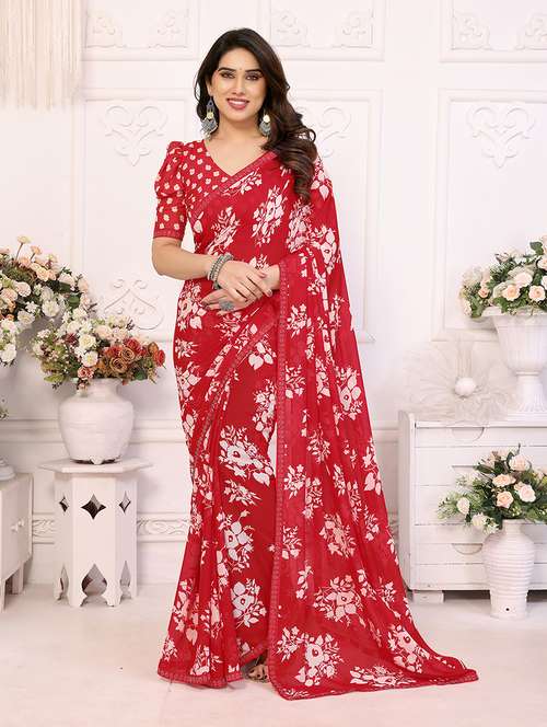 women printed casual wear saree with blouse - 22048872 -  Standard Image - 0