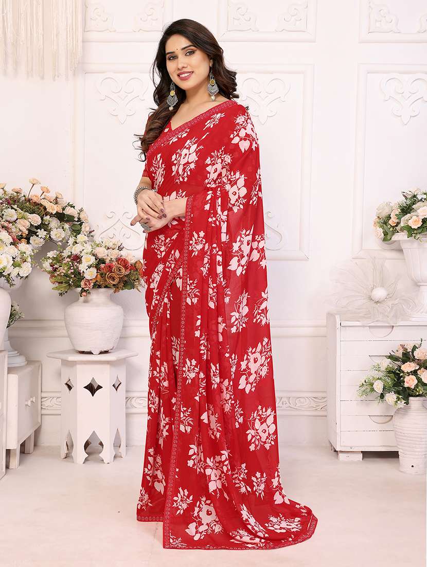 women printed casual wear saree with blouse - 22048872 -  Standard Image - 1