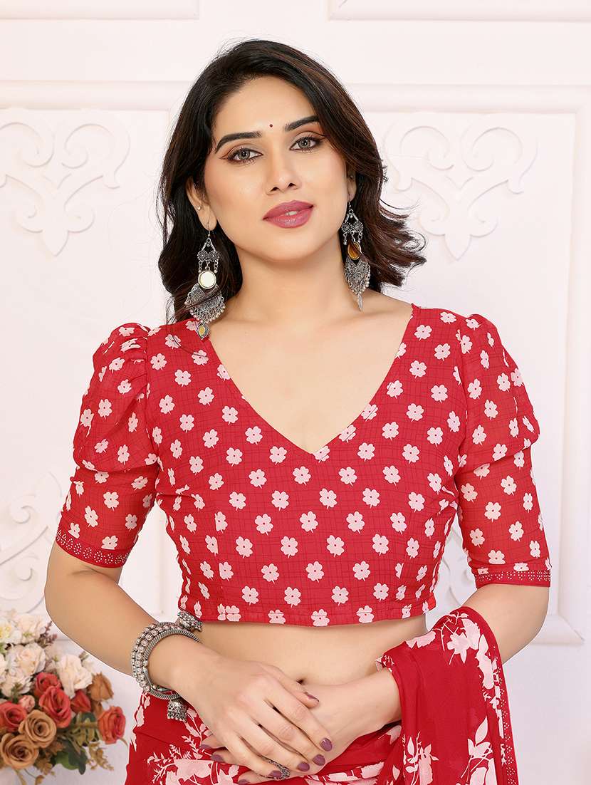 women printed casual wear saree with blouse - 22048872 -  Standard Image - 4