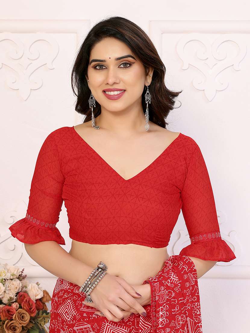 women printed casual wear saree with blouse - 22048875 -  Standard Image - 4